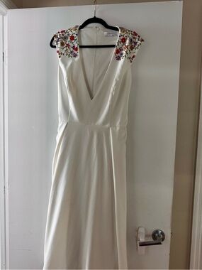 Ieena by Mac Duggal Embroidered Cap-Sleeve White Wedding Gown